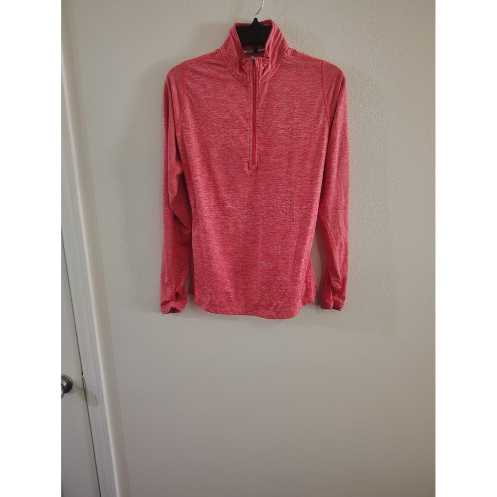 Nike Running Dri-FIT Womens Medium Red Heathered Half Zip Pullover Long Sleeve